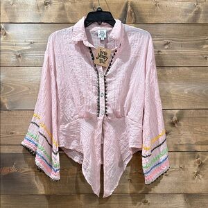 Ivy Jane Pink Blouse with Multicolor Embroidery